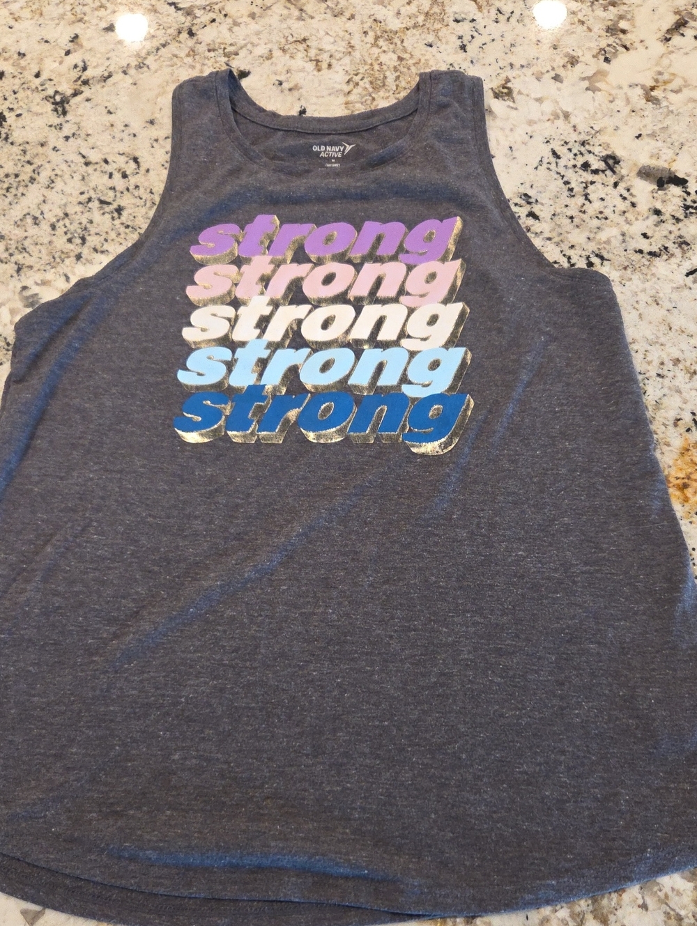 Old Navy Active Charcoal Gray 'Strong' Graphic Tank
